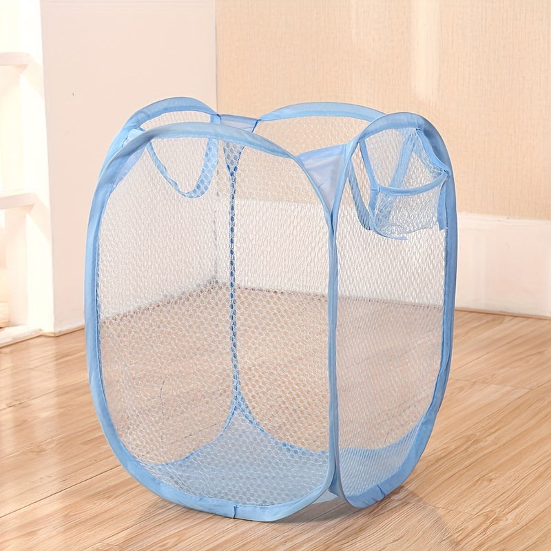 Portable Pop Up Mesh Laundry Hamper - Collapsible Basket for Dirty Clothes