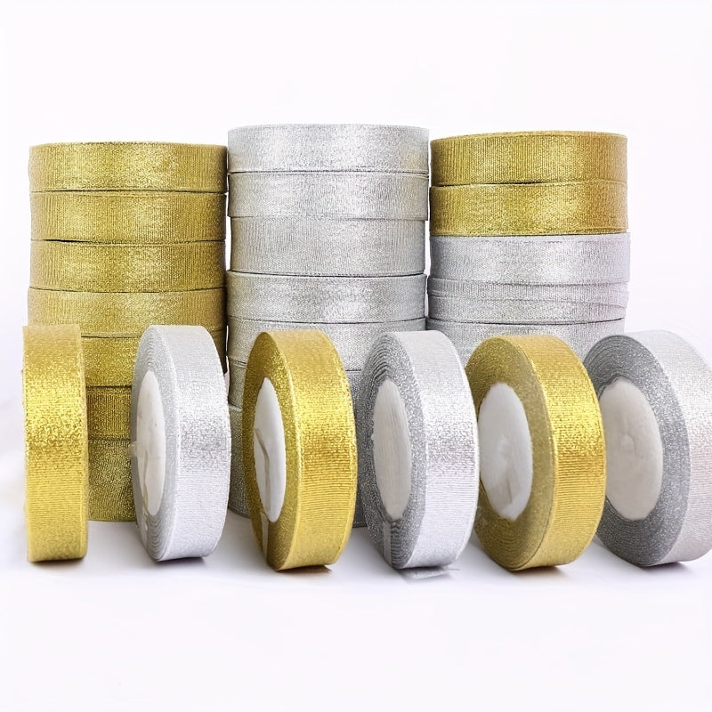 Golden Silvery Satin Ribbon Bow Craft Wedding Christmas Decoration DIY
