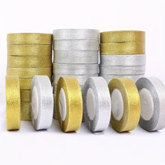 Golden Silvery Satin Ribbon Bow Craft Wedding Christmas Decoration DIY