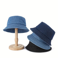 Denim Bucket Hat Distressed Sunshade Basin Hat Unisex Fisherman Cap