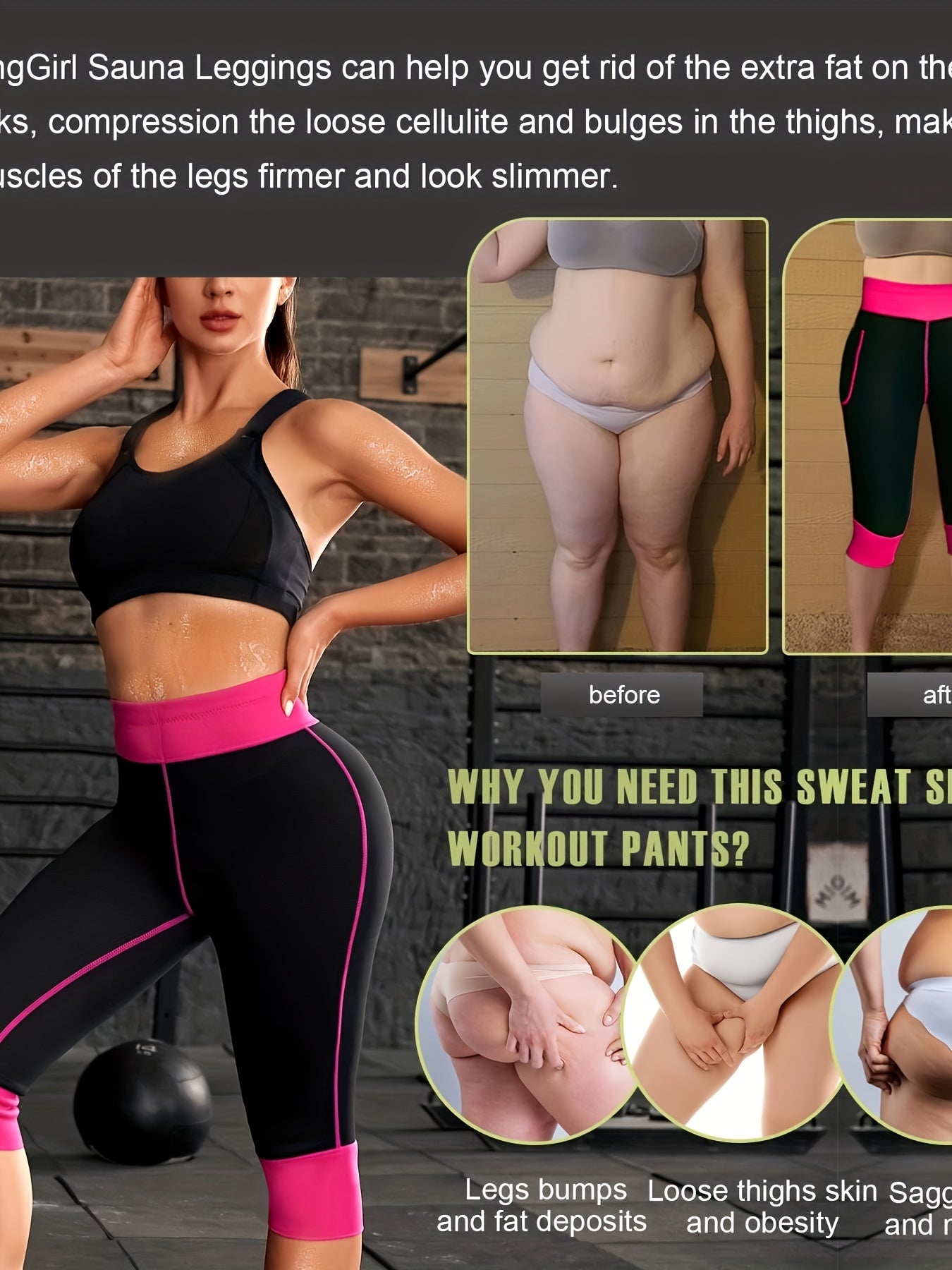 Neoprene Sauna Leggings Sweat Shorts with Phone Pockets