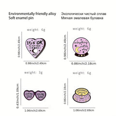 English Letter Alloy Badge Love Cup Geometric Shape Brooch