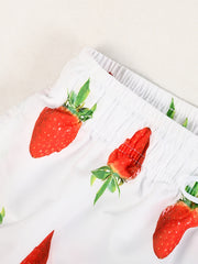 Men's Stretch Strawberry Print Shorts for Summer
