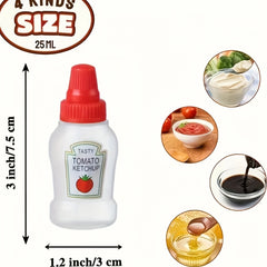 4pcs Portable Mini Tomato Sauce Bottles for Outdoor Picnic