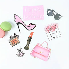 8pcs Birthday Cake Decoration Set - Makeup Theme