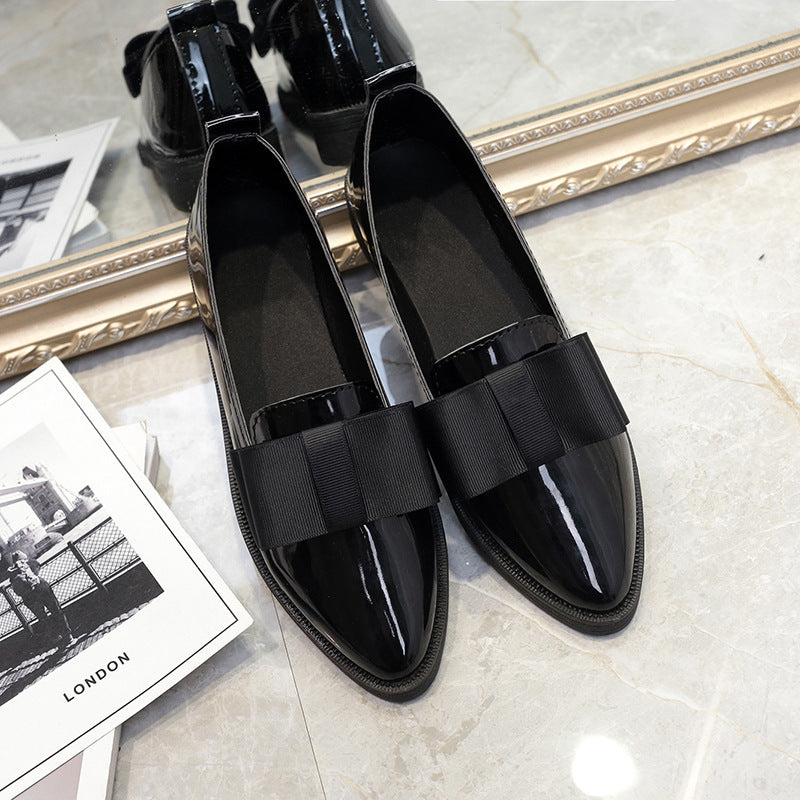 Women's Bow Accent Loafers Pointed Toe Flat Shoes