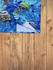 Men's Hawaiian Shirt Skull & Tropical Leaf Print - Summer Vacation Wear