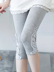 Lace Stitching Skinny Capris Leggings Women's Clothing