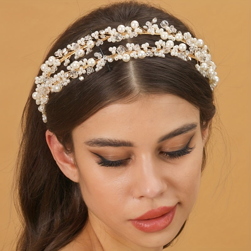Golden Rhinestone Headband Tiara Bridal Wedding Hair Accessories