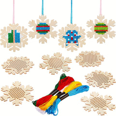 10pcs Christmas Wooden Cross Stitch Kits Ornaments Hand Craft Decorations