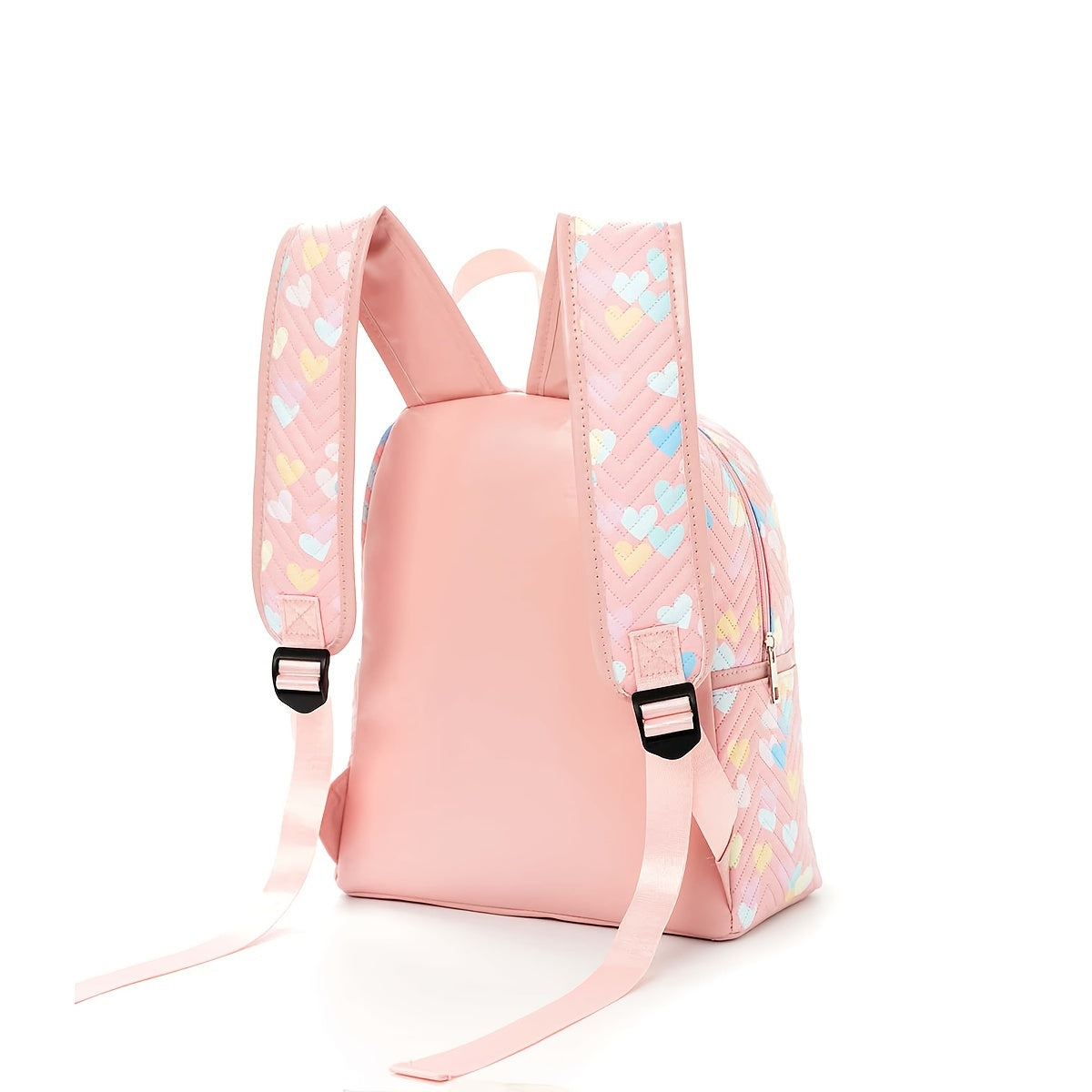 Pink Quilted Heart Pattern Backpack for Kids