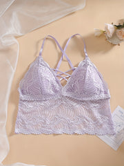 Sexy Bra Women's Floral Jacquard Lace Longline Bra