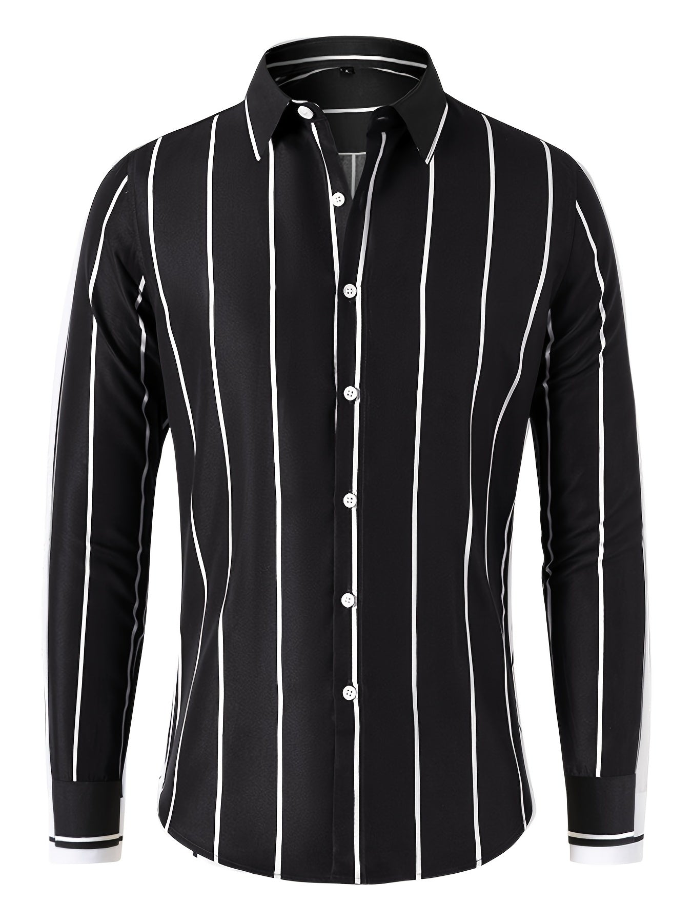 Vertical Stripe Formal Button Up Shirt for Men
