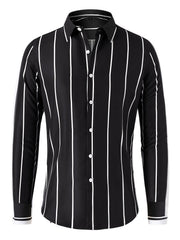 Vertical Stripe Formal Button Up Shirt for Men