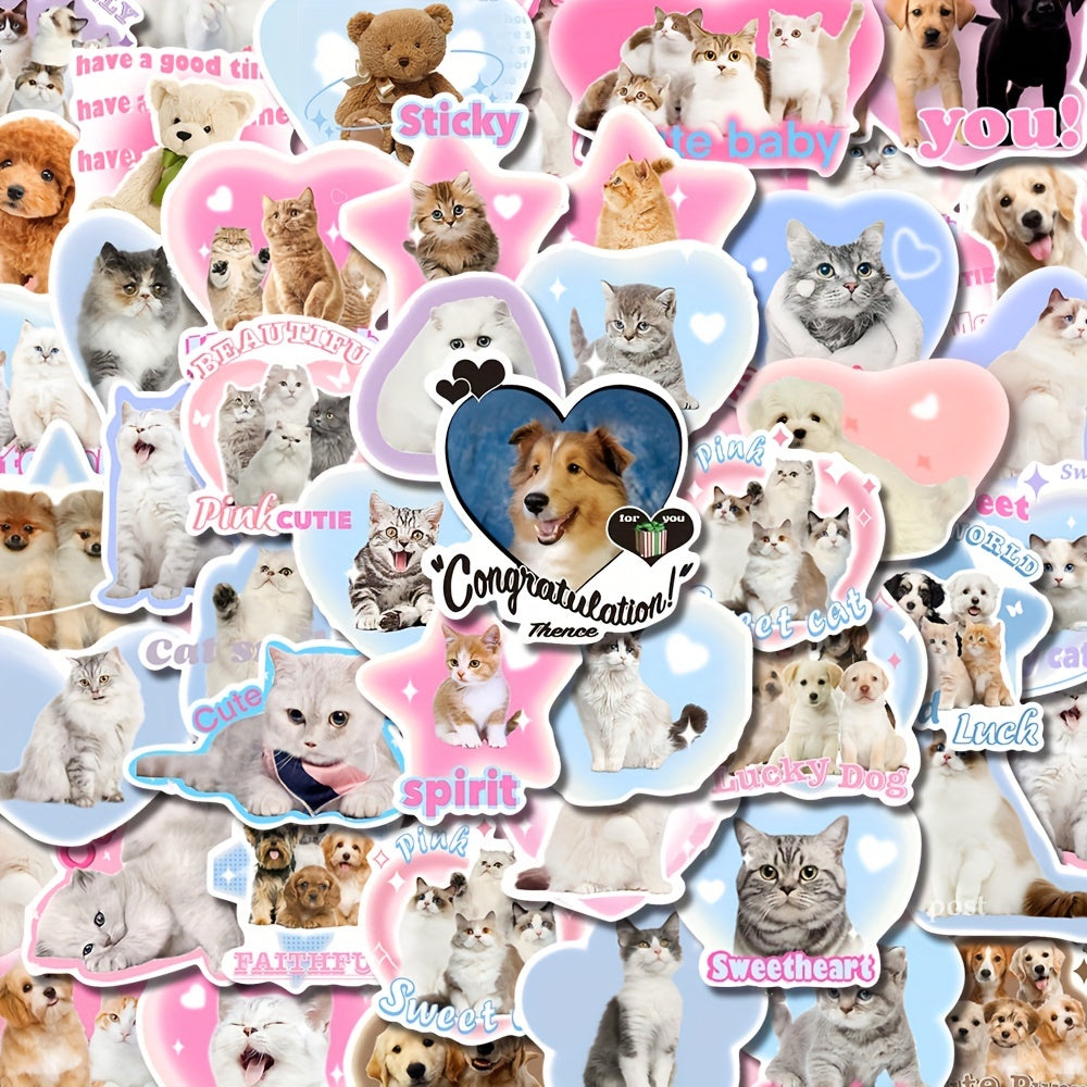 48pcs Cat & Dog Stickers Pack for Kids Laptop Luggage Notebook Bike