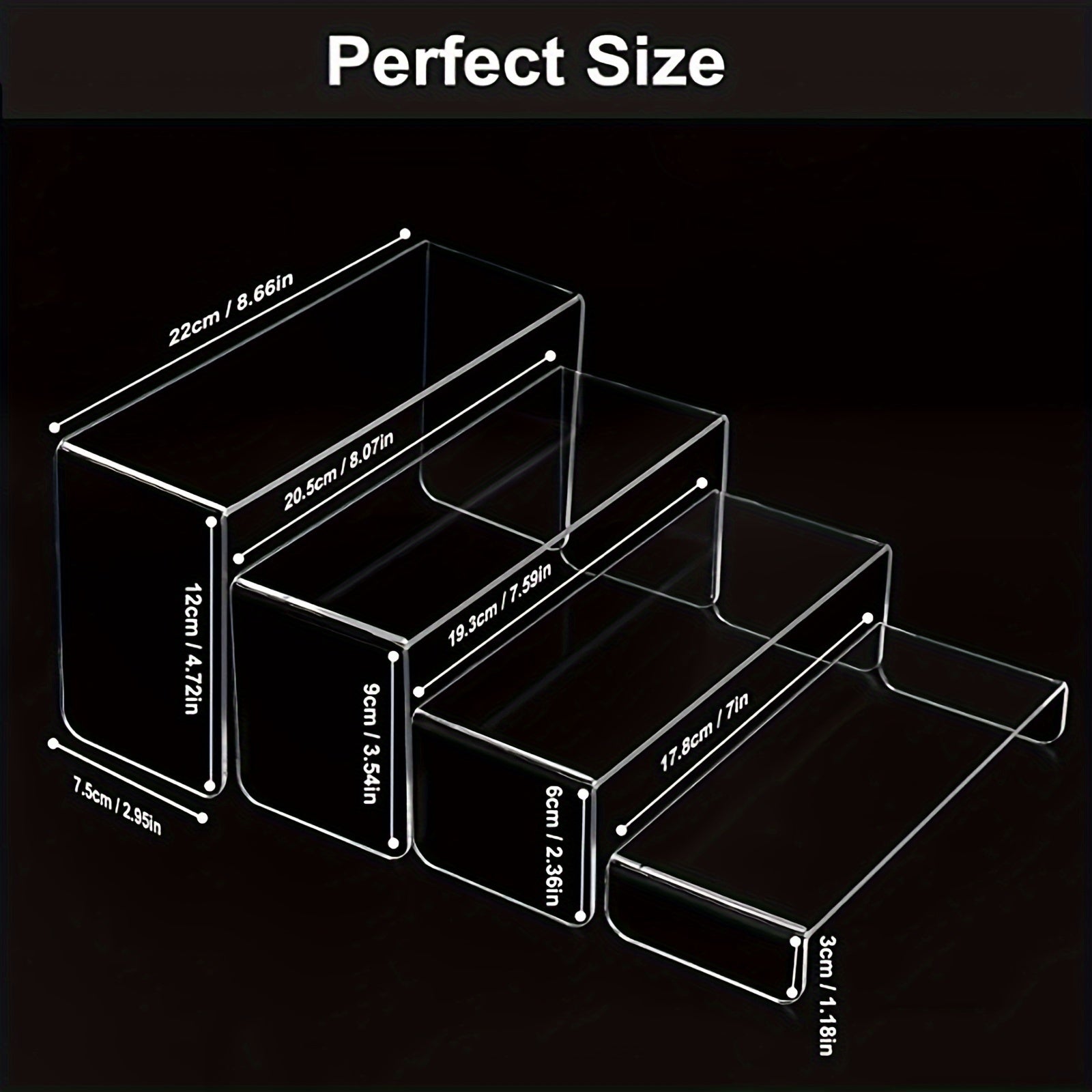 4 Layer Acrylic Display Stand for Desserts, Dolls, Cosmetics, Collectibles