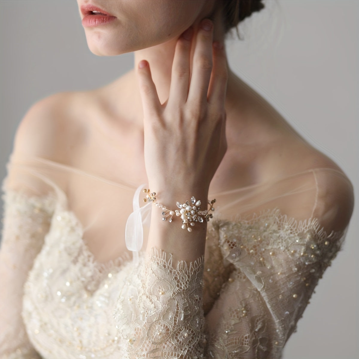 Faux Pearl Crystal Wristband Bridal Jewelry Wedding Dress Up