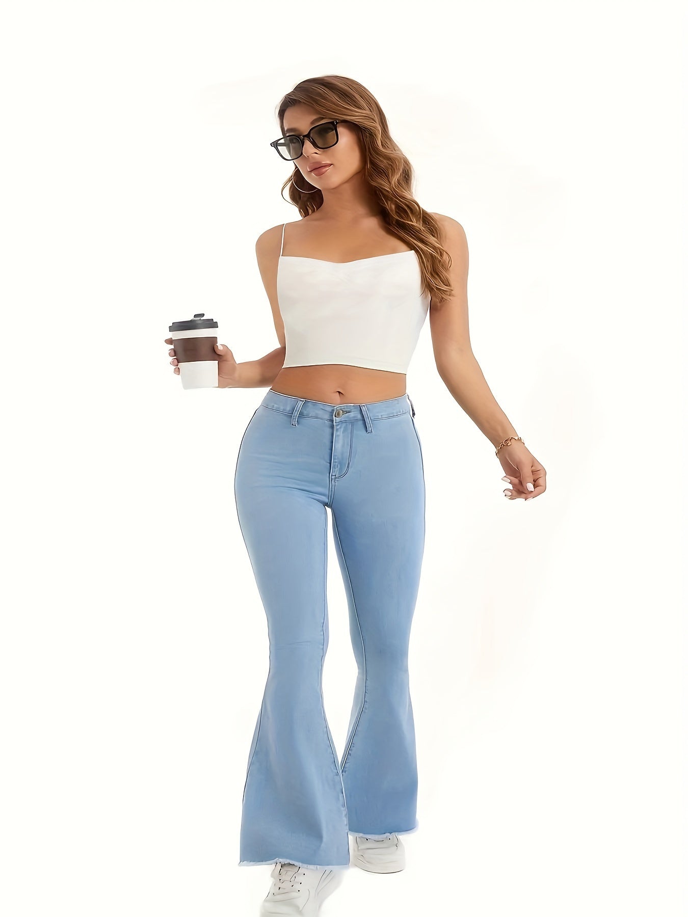 Sexy Jeans Women's Plus High Rise High Stretch Skinny Flared Leg Jeans