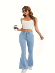 Sexy Jeans Women's Plus High Rise High Stretch Skinny Flared Leg Jeans