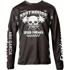 Men's Skull Cycling Jersey Fast Dry Long Sleeve Biking Shirt