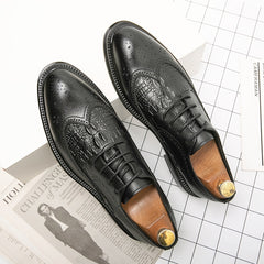 Men's Brogue Wingtip Derby Shoes Lace up Front Dress Shoes