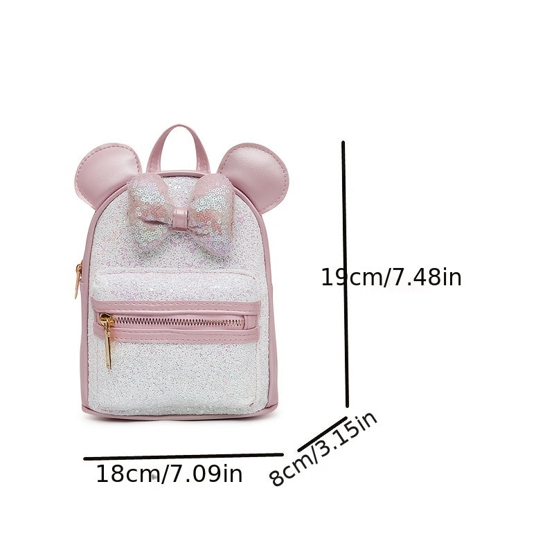 Kids Backpack Sequin Bow School Bag Ears Kindergarten Schoolbag