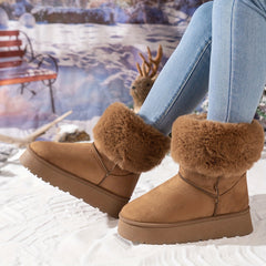 Women's Plush Lined Thermal Snow Boots Non Slip Winter Warm Shoes
