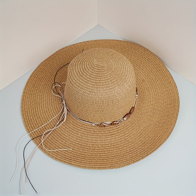 Wide Brim Summer Sun Hat Casual Straw Hat Outdoor Travel Beach Hat
