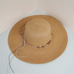 Wide Brim Summer Sun Hat Casual Straw Hat Outdoor Travel Beach Hat
