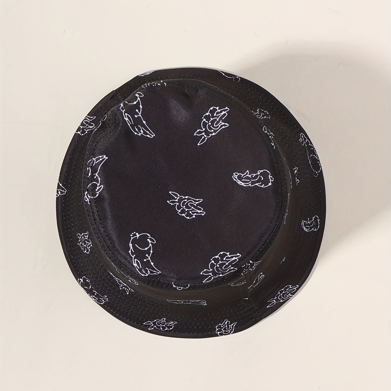 Running Rabbit Print Bucket Hat Casual Basin Hats Outdoor Sunscreen Beach Hats