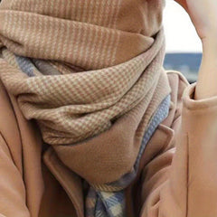 Cashmere Warm Scarf Plaid Print Tassel Shawl Windproof Head Wrap Scarves