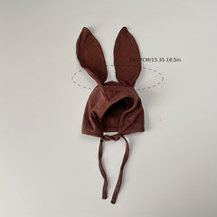 Baby Lace up Ear Protection Hat with Rabbit Ear for 0-8 Months