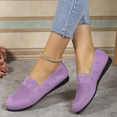 Women's Knit Flat Shoes Lightweight Slip On Soft Sole Casual Walking Flats