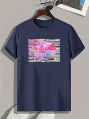 Colorful Brush Stroke Print Men's Comfy T shirt