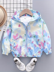 Toddler Girls Tie Dye Heart Hooded Jacket Casual Coat