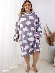 Cloud Pattern Hooded Oversized Blanket Loungewear Dress