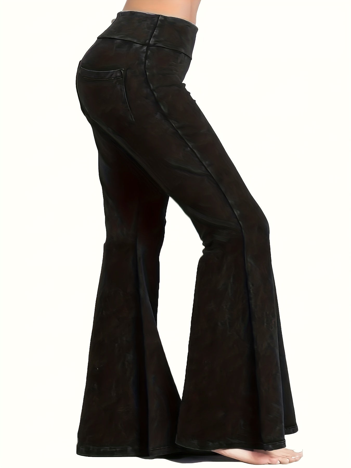 Flared Leg High Waist Long Pants Casual Women's Clothing