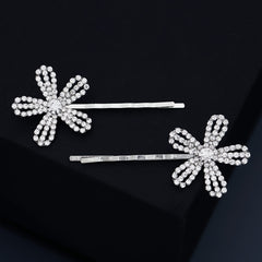 Silvery Flower Hair Pins Set Of Hair Pins Flowers