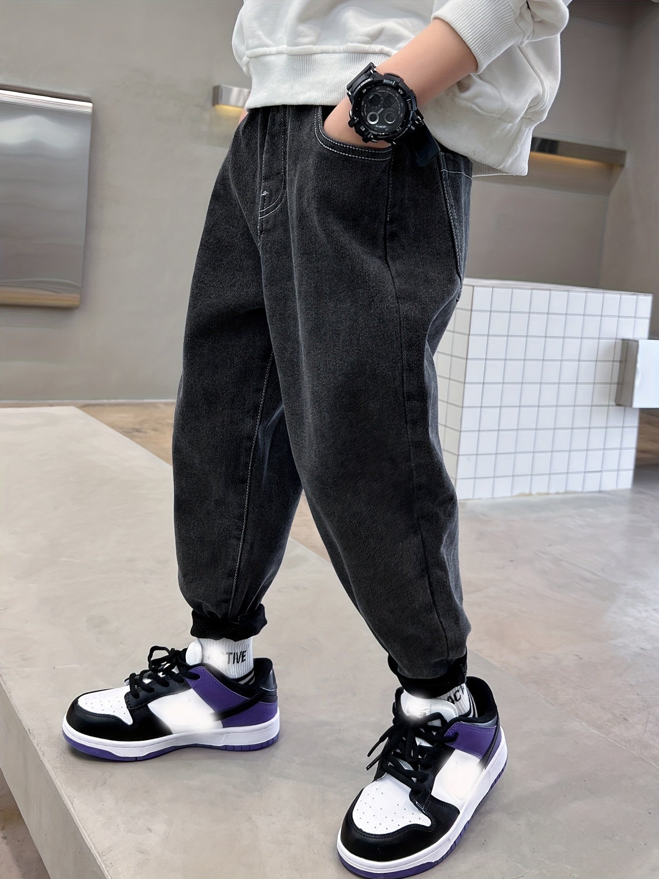 Boys Letter Pattern Denim Pants Kids Clothing Spring Autumn