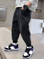 Boys Letter Pattern Denim Pants Kids Clothing Spring Autumn