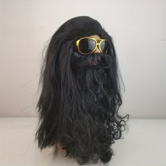 3pcs Men's Wig And Beard Wild Caveman Costume Halloween Set