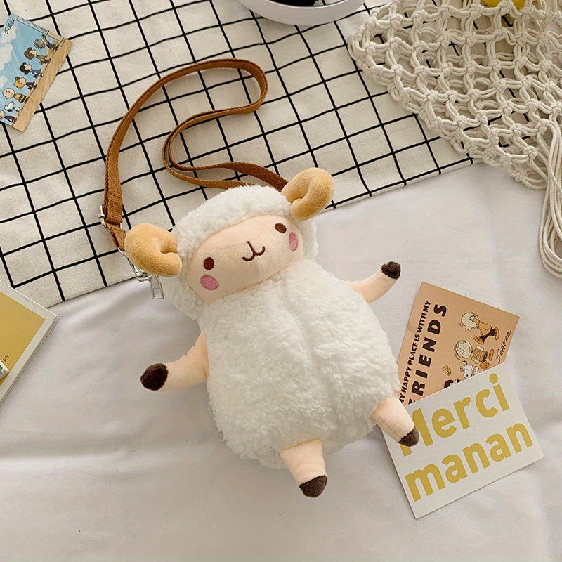 Plush Lamb Crossbody Bag Coin Purse for Girls