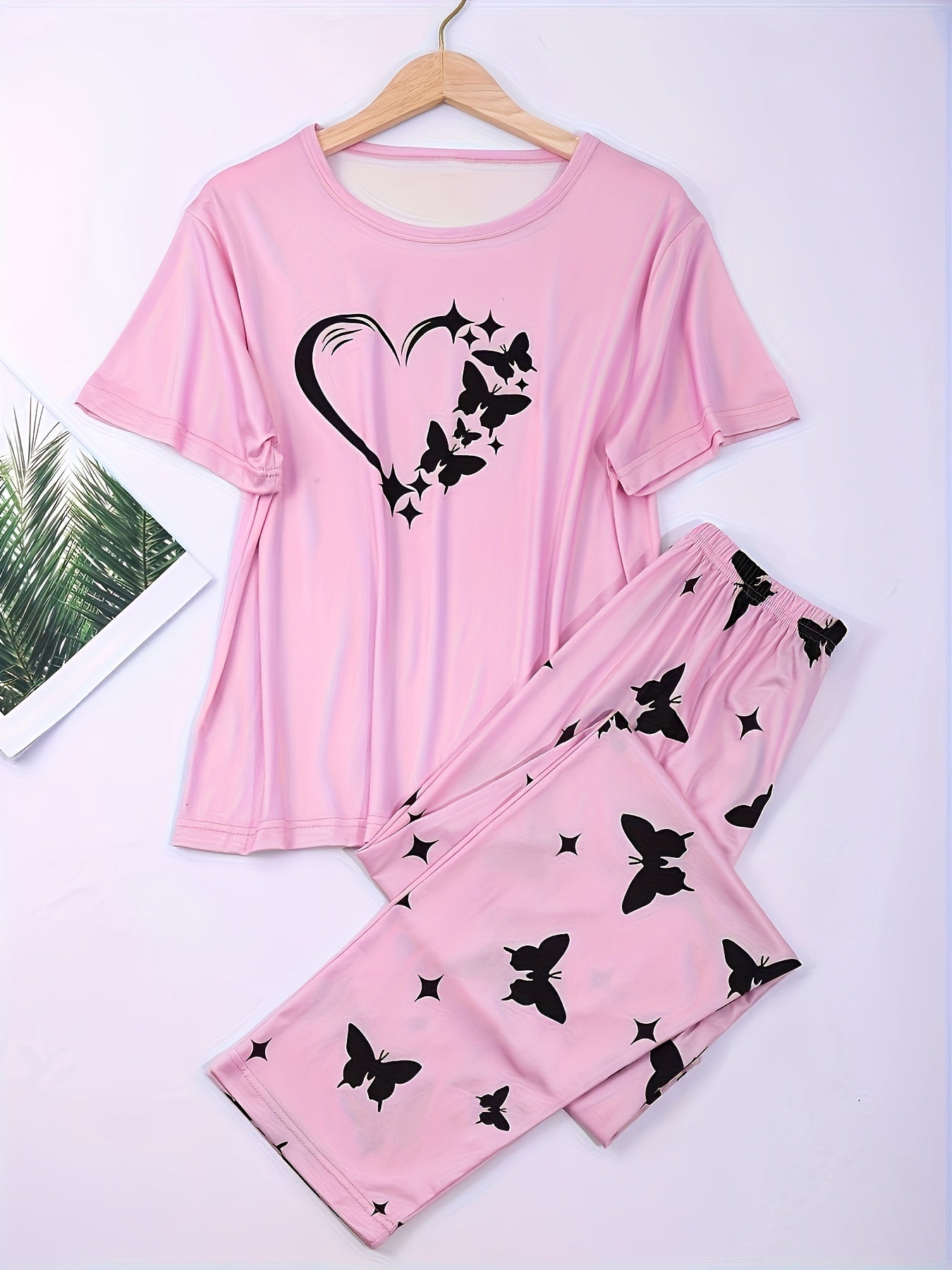 Butterfly Heart Print Pajama Set