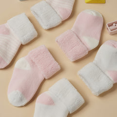 3pairs Newborn Baby Plush Winter Crew Socks Boys Girls