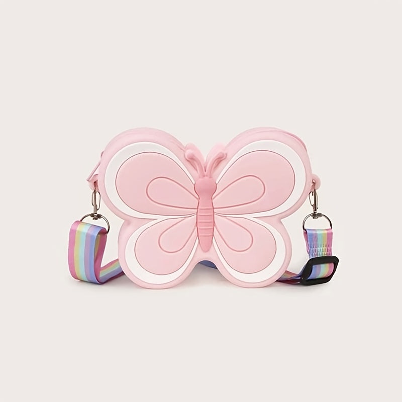 Girls Butterfly Crossbody Bag Mini Messenger Bag With Zipper