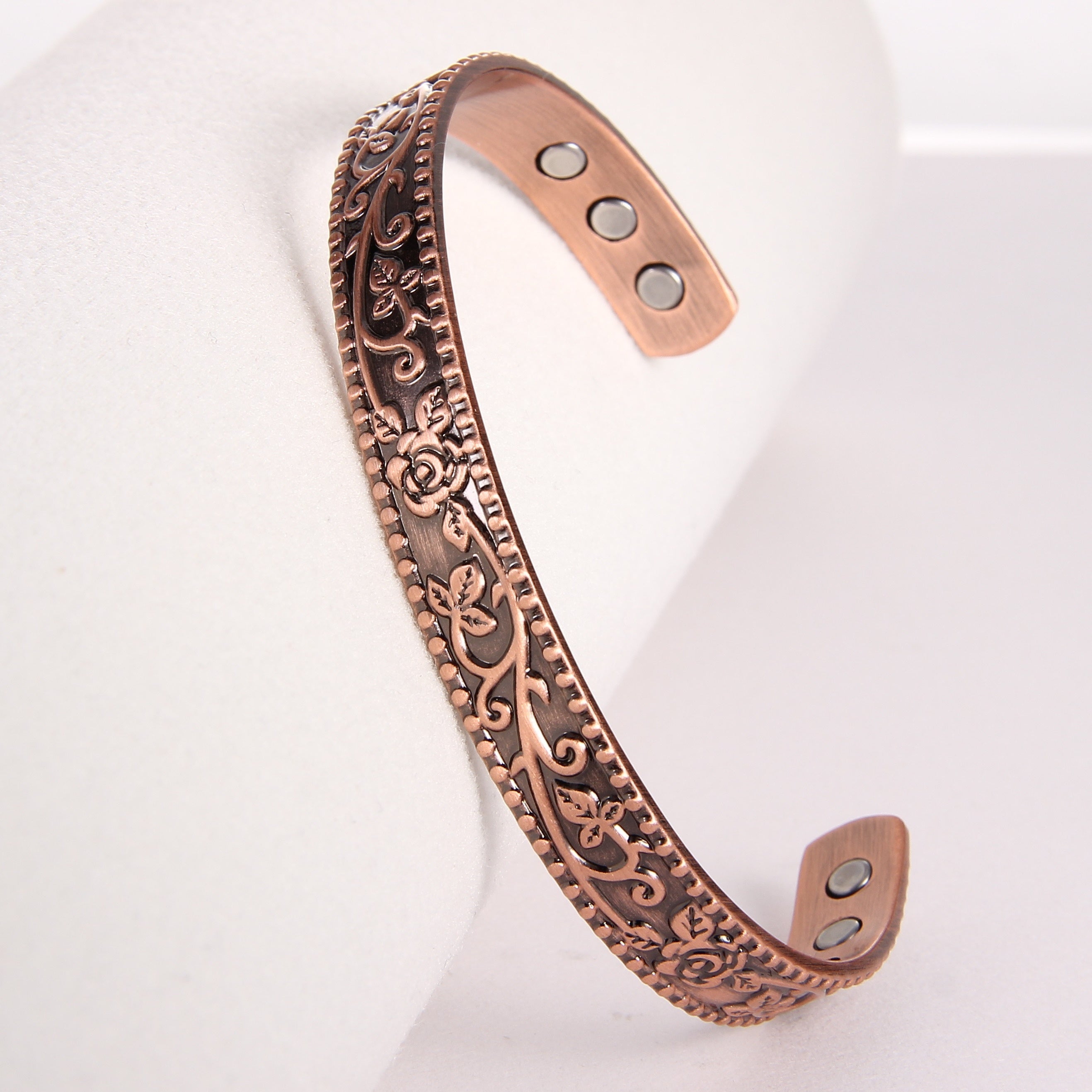 Copper Magnetic Bracelet Rose Flower Style with 6 Magnets