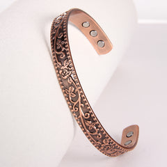 Copper Magnetic Bracelet Rose Flower Style with 6 Magnets