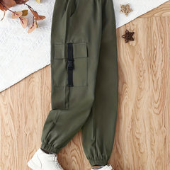Boy's Green Cargo Pants With Pockets for Outdoor