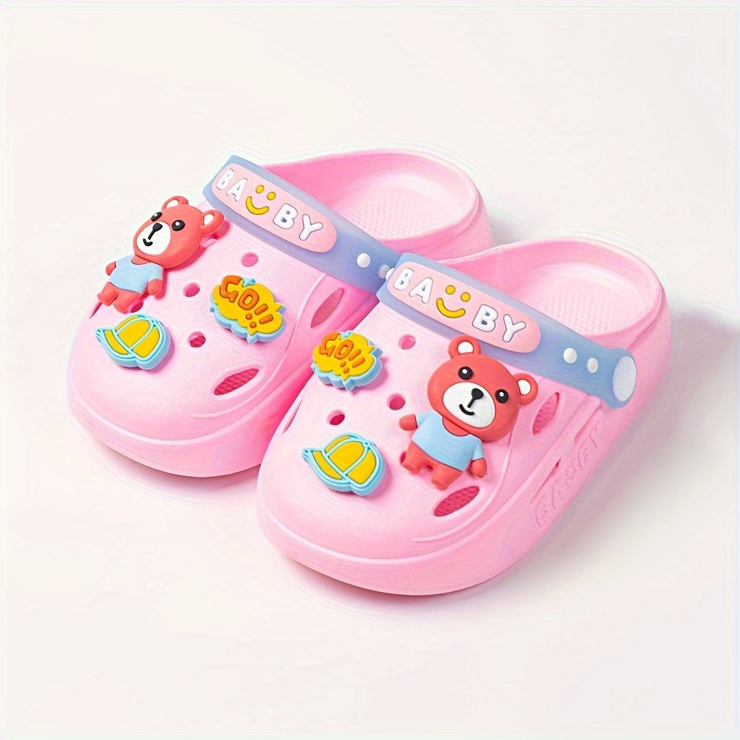 JIAGEYA Boys Casual Clogs w/ Cartoon Charms, Lightweight Anti Slip, All Seasons