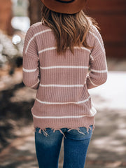 Casual Stripe Print Drop Shoulder Sweater